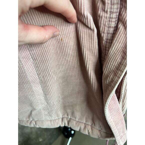 coat corduroy pink gray 1980s long quilted shoulders - Picture 4 of 13